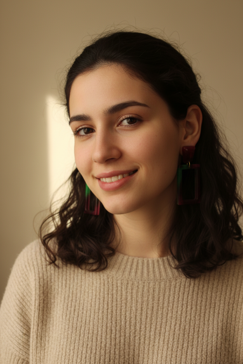 Boucles d'oreilles Rectangles Bordeaux & Vert – Pièce unique artisanale