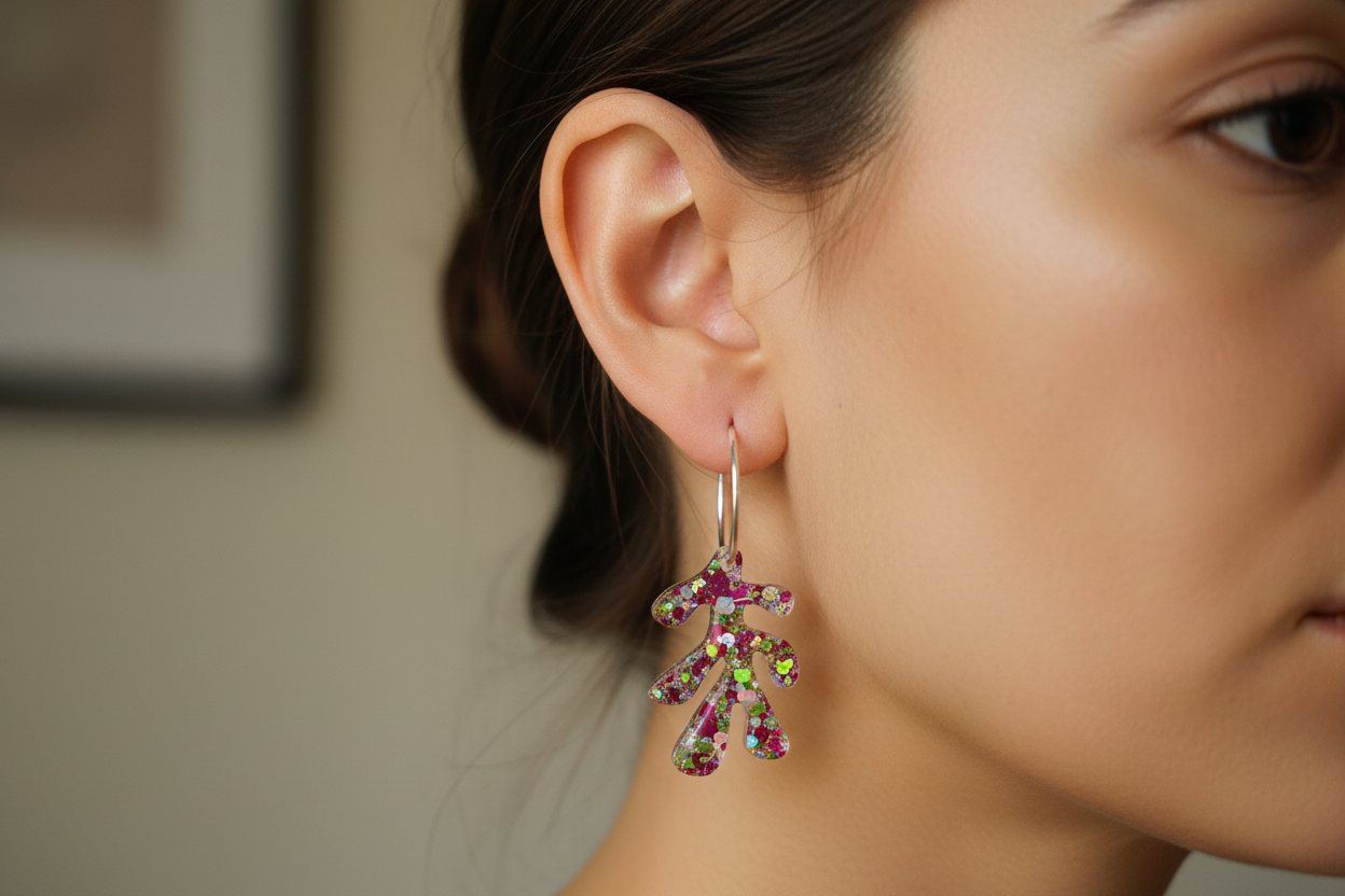 Boucles d'oreilles Créoles & Bonhommes — Paillettes Holographiques Multicolores