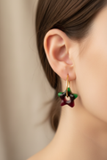 Pampilles Étoile Bordeaux & Vert – Accessoires créoles artisanaux