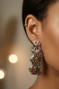 Boucles d'oreilles Silhouette & Triangle — Paillettes Multicolores