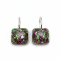 Pampilles Carré Bombé Paillettes Multicolores — Pour Créoles