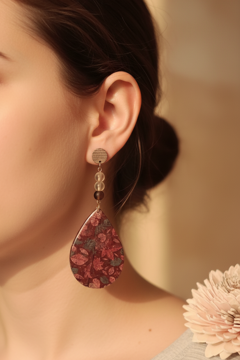 Boucles d'oreilles artisanales – Gouttes de Rosée Florale