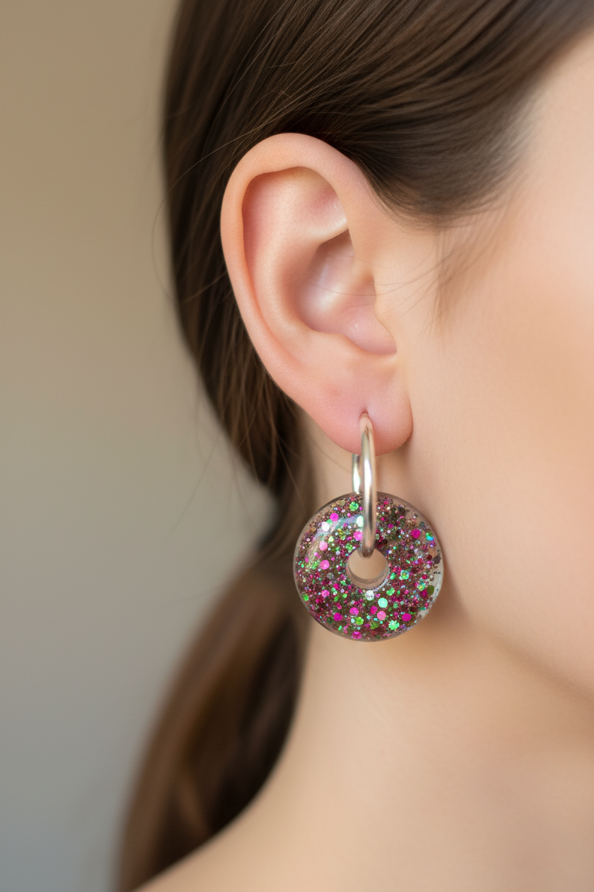 Pampilles Donut Paillettes Multicolores — Pour Créoles