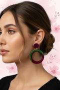 Boucles d'oreilles Créoles Bohème Bordeaux – Pièce unique artisanale