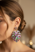Boucles d'oreilles Feuille Tropicale & Triangle — Paillettes Multicolores
