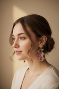 Boucles d'oreilles Vagues Marbré Rose & Vert – Pièce unique artisanale