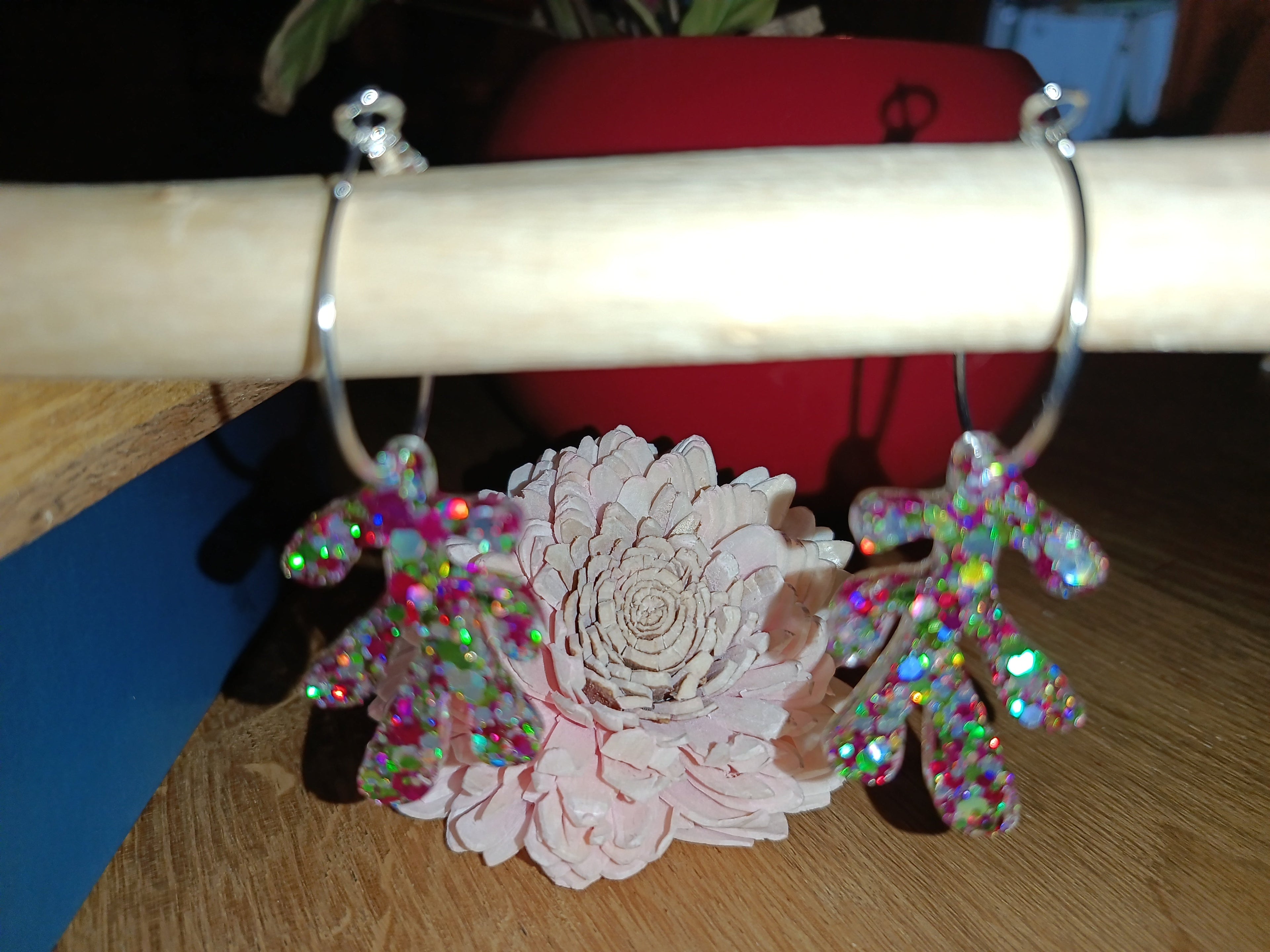 Boucles d'oreilles Créoles & Bonhommes — Paillettes Holographiques Multicolores